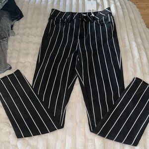 Size 5 high rise, skinny, black and white striped cello jeans